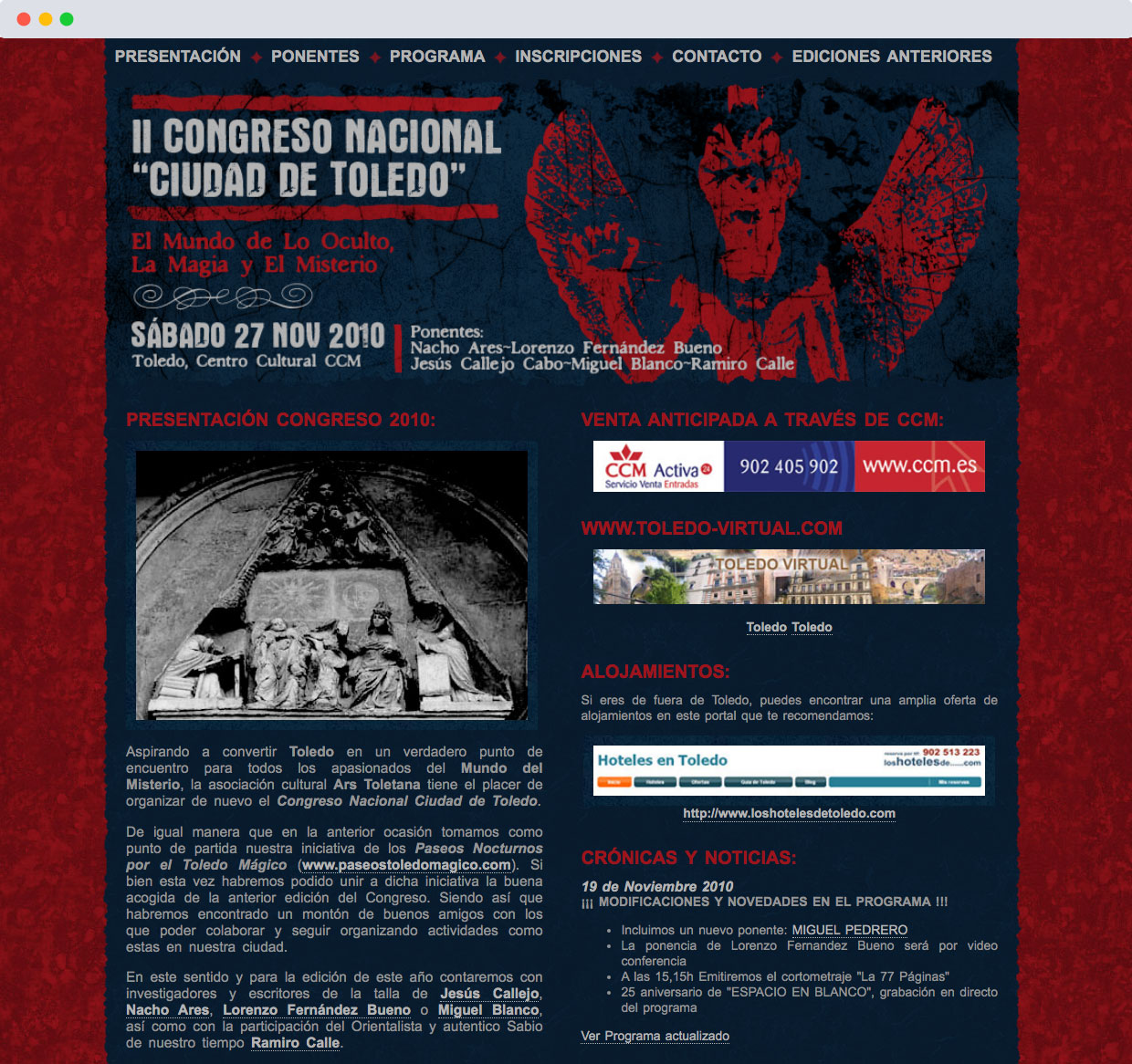 II Congreso Nacional de Toledo, el mundo de lo oculto, la magia y el misterio - Web