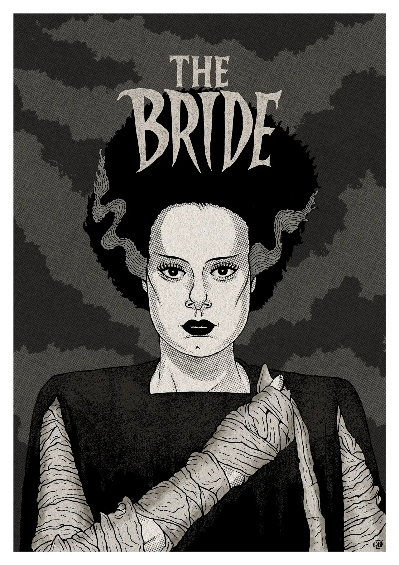 Elsa Lanchester in The Bride of Frankenstein – illustrated poster by Rafa Frantic